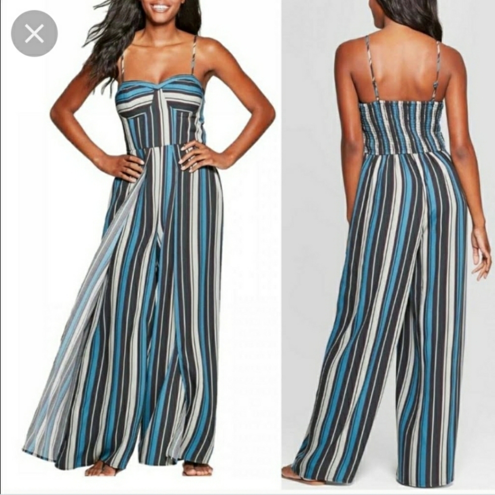 Xhilaration Striped Spaghetti Strap Jumpsuit Size Large - Good Used Condition